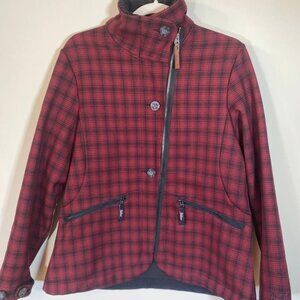 Women's Woolrich Classic Black/Red Plaid Asymmetrical Zip Jacket Size L